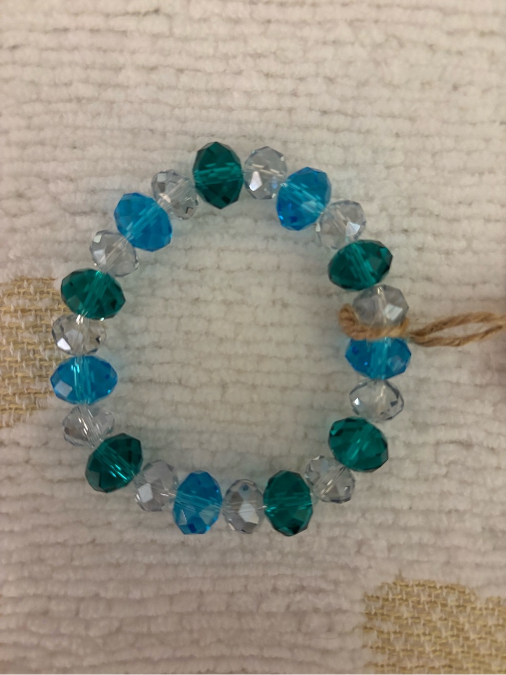 Crystal Bead Stretch Bracelet - Blue, Teal, & Clear